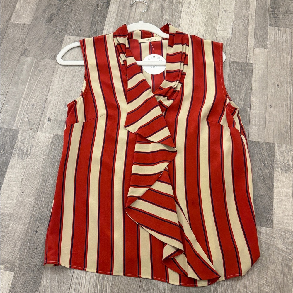Etro Red and Cream Striped Blouse